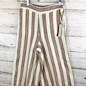 Tahari 100% Linen Striped Wide Leg Palazzo Pants